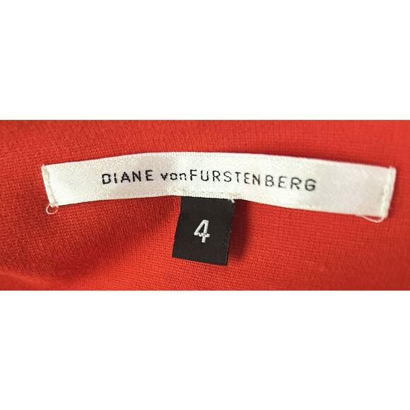 Diane Von Furstenberg Sleeveless Stretch Orange Midi Dress Size 4 - Picture 6 of 8